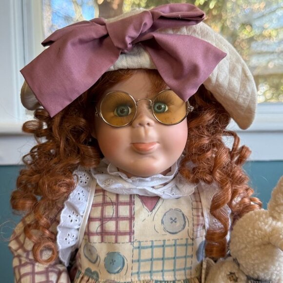 Vintage 1989 Karen McGuffey Miller "SnooKums" Doll With Curly Red Hair Glasses & - Picture 2 of 10